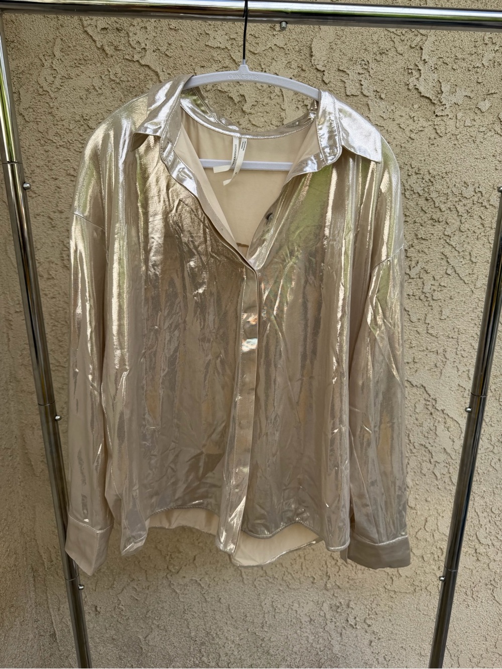 Anthropologie Champagne and Silver Sheen Blouse